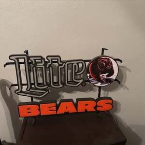 Chicago Bears Football Beer Lager 32" Vivid LED Neon Sign Light Lamp With Dimmer